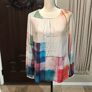 Ecru Watercolor Sheer Blouse